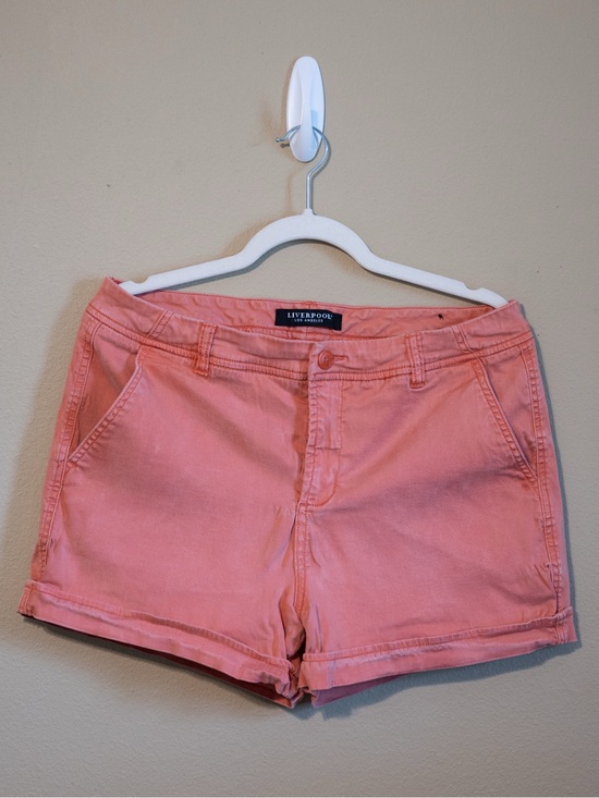 Liverpool Pants - Liverpool Los Angeles Faded Coral Chino Shorts Mid Rise Stretch